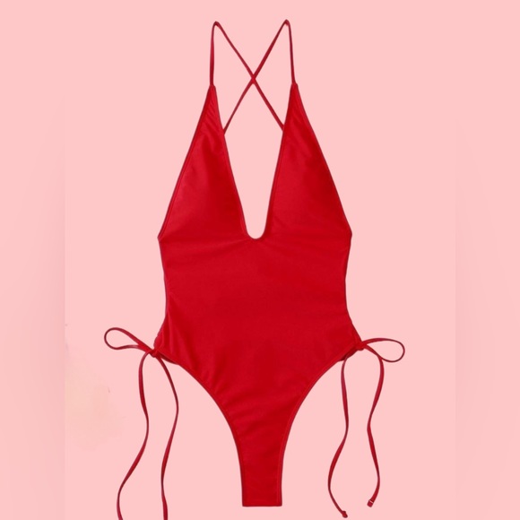 Red One Piece Swimsuit - Picture 4 of 4